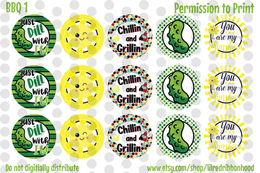 Printable Bottle Cap Images BBQ