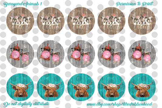 Printable Bottle Cap Images Barnyard 1