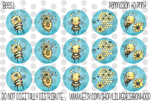 Printable Bottle Cap Images Bees